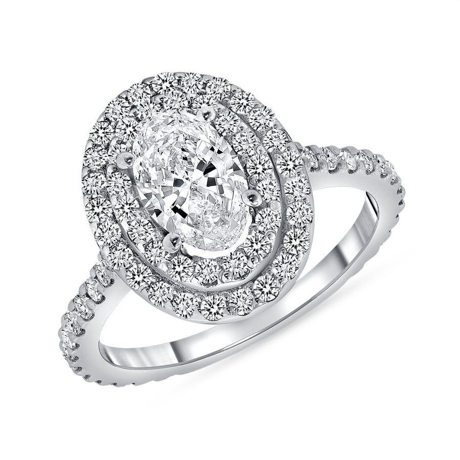 D&P Designs Double Halo Engagement Ring White Gold