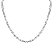D&P Designs Traditional Straight Line Crown Tennis Necklace Platinum White Gold