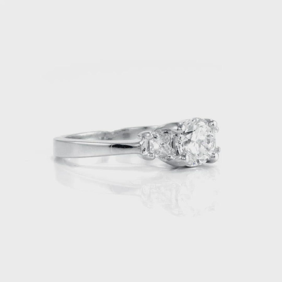 D&P Designs Four Prong Three Stone Engagement Ring Platinum
