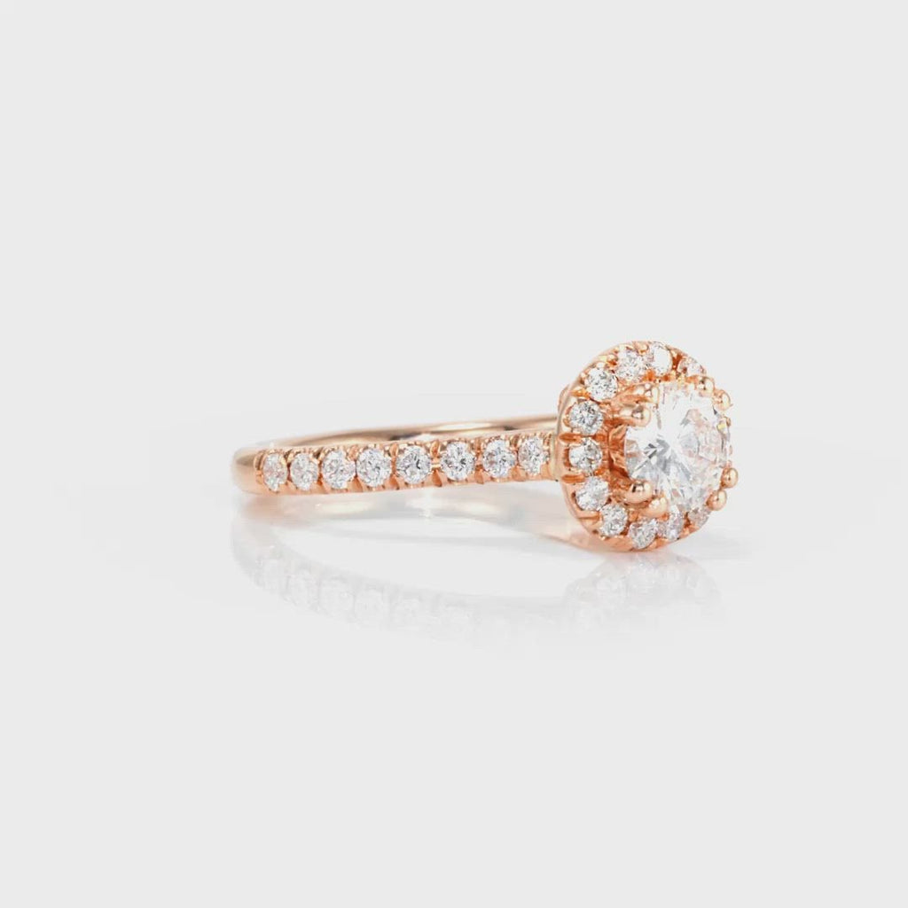 D&P Designs Single Halo Engagement Ring Rose Gold