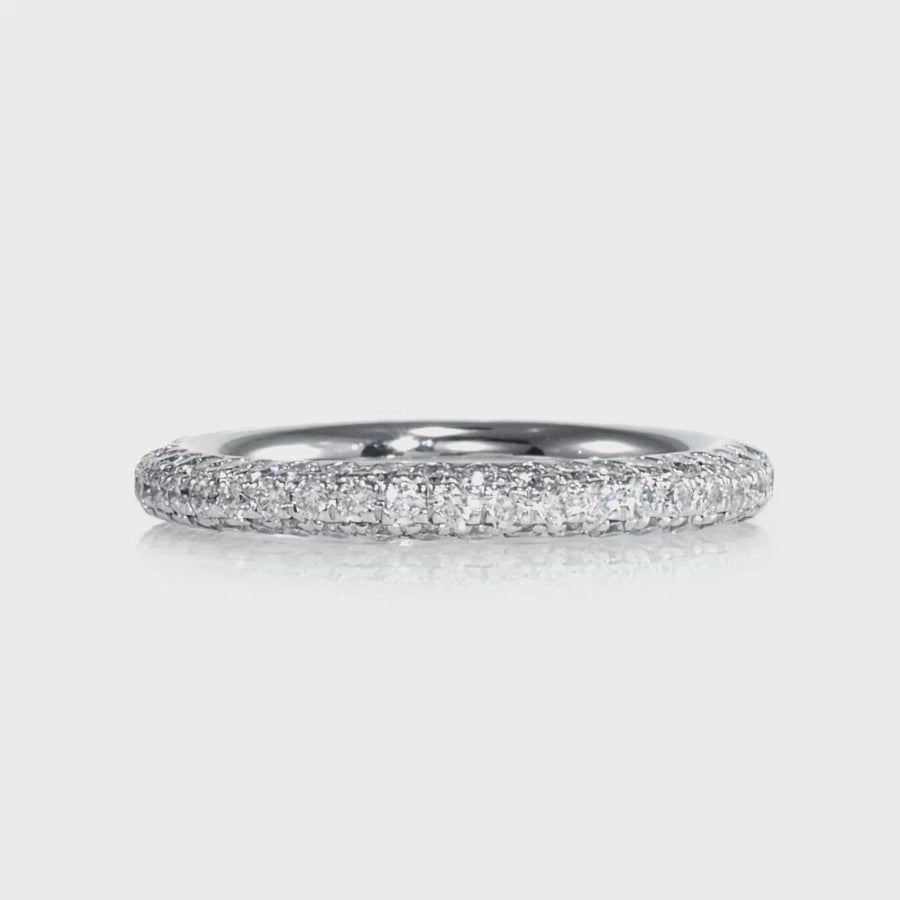 Three Row Pave Eternity Band White Gold