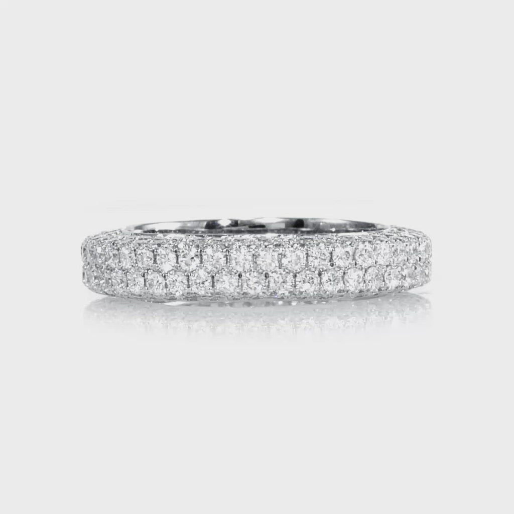 Six Row Pave Eternity Band White Gold