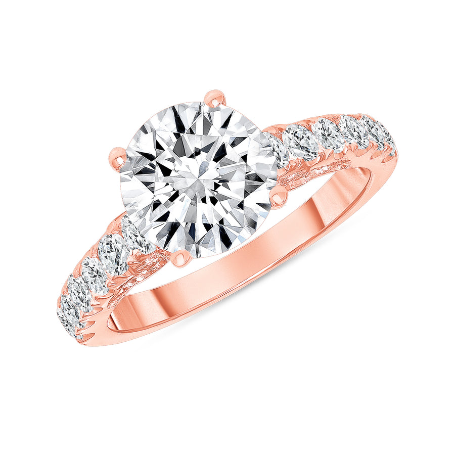 D&P Designs Carved Four Prong Solitaire Engagement Ring Rose Gold