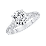 D&P Designs Carved Four Prong Solitaire Engagement Ring White Gold