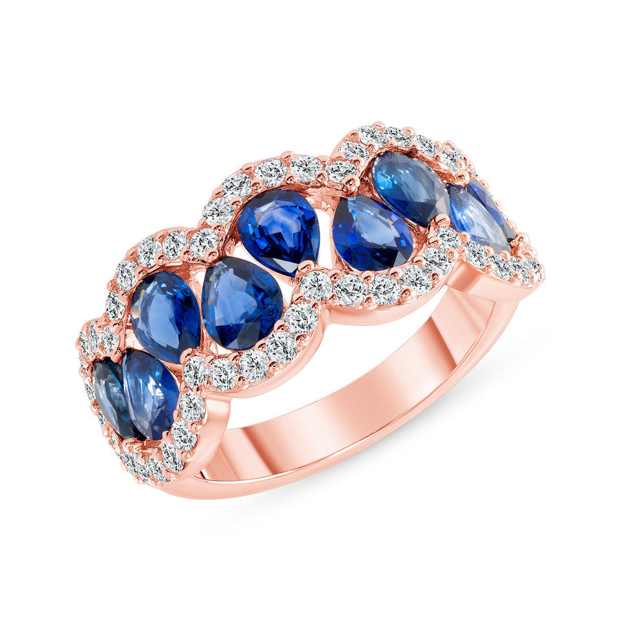 D&P Designs Diamond and Blue Sapphire Band Rose Gold