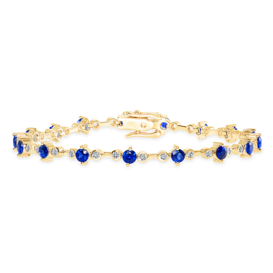 D&P Designs Diamond and Blue Sapphire Bracelet Yellow Gold