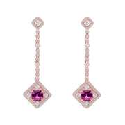 D&P Designs Diamond and Pink Sapphire Hanging Earrings Rose Gold