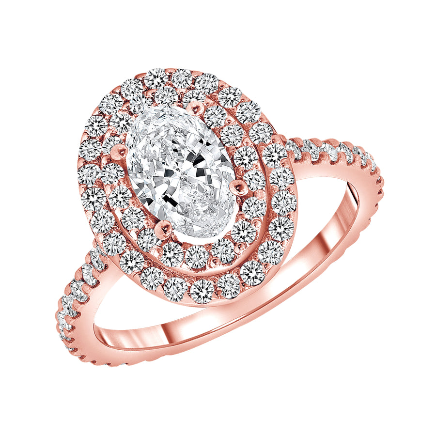 D&P Designs Double Halo Engagement Ring Rose Gold