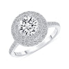 D&P Designs Double Halo Half Way Pave Engagement Ring White Gold