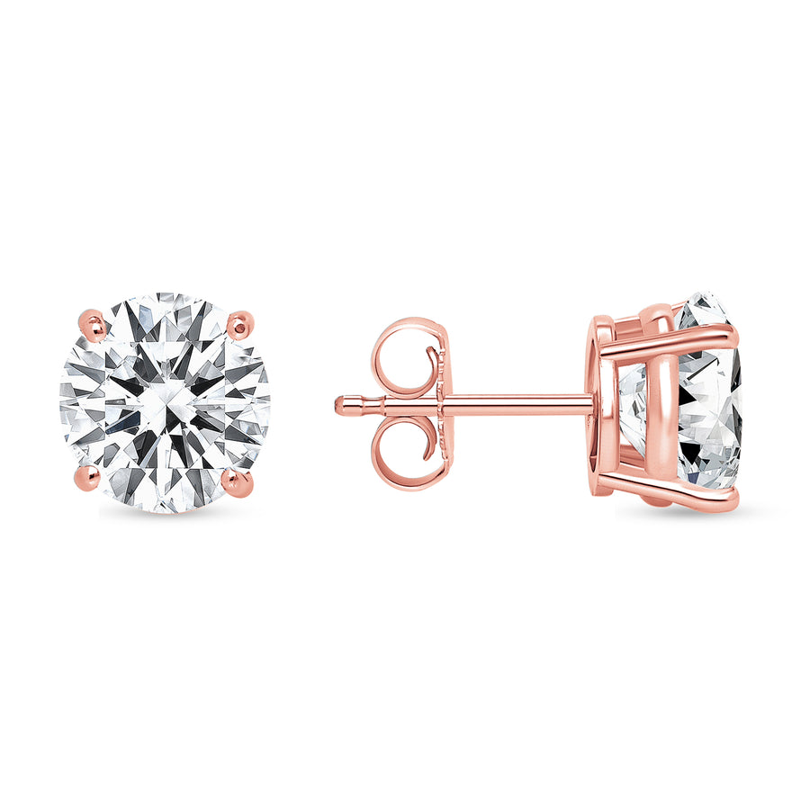 D&P Designs Four Prong Stud Earrings Rose Gold