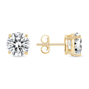 D&P Designs Four Prong Stud Earrings Yellow Gold