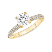 D&P Designs Four Prong Three Row Solitaire Engagement Ring Yellow Gold