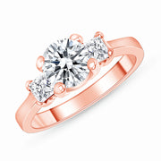 D&P Designs Four Prong Three Stone Engagement Ring Rose Gold