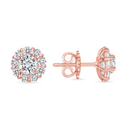 D&P Designs Halo Stud Earrings Rose Gold