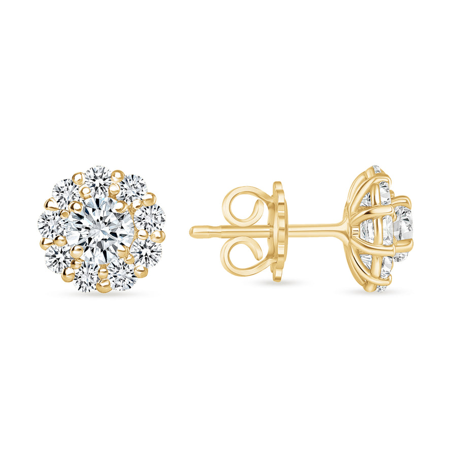 D&P Designs Halo Stud Earrings Yellow Gold