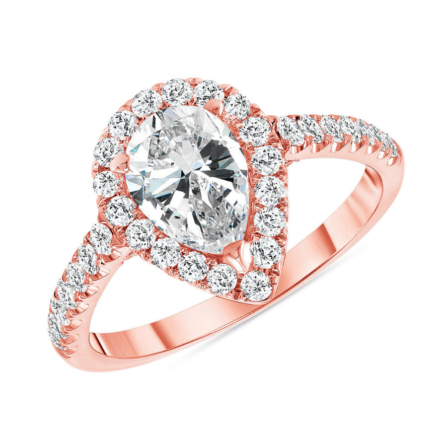 D&P Designs Pear Shaped Halo Engagement Ring Rose Gold
