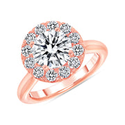 D&P Designs Simple Halo Solid Band Engagement Ring Rose Gold