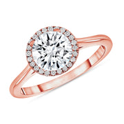 D&P Designs Single Halo Solid Band Engagement Ring Rose Gold