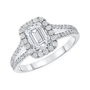 D&P Designs Single Halo Split Shank Engagement Ring White Gold