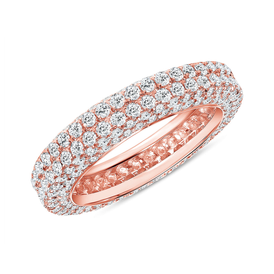 Six Row Pave Eternity Band Rose Gold