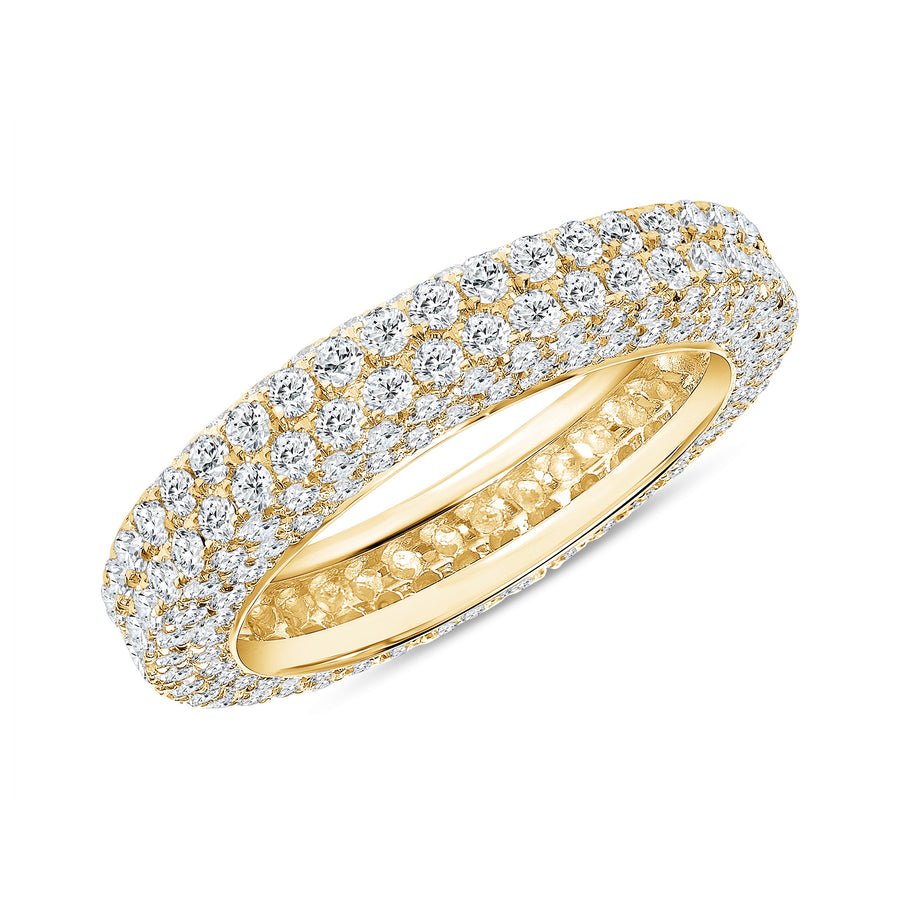 Six Row Pave Eternity Band Yellow Gold