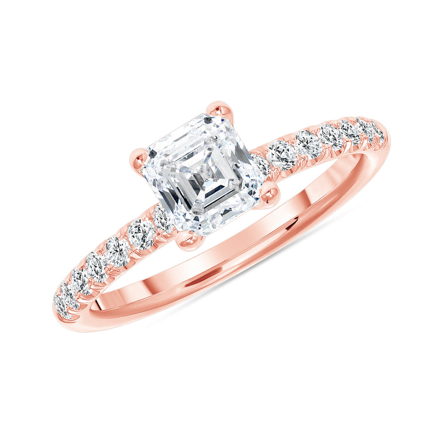 D&P Designs Solitaire Half Way Pave Engagement Ring Rose Gold
