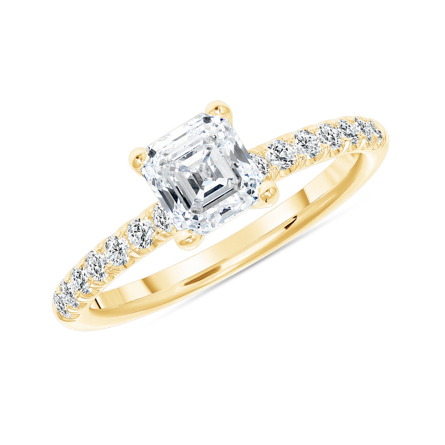 D&P Designs Solitaire Half Way Pave Engagement Ring Yellow Gold