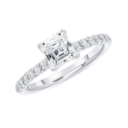 D&P Designs Solitaire Half Way Pave Engagement Ring White Gold