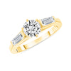 D&P Designs Three Stone Six Prong Engagement Ring Yellow Gold