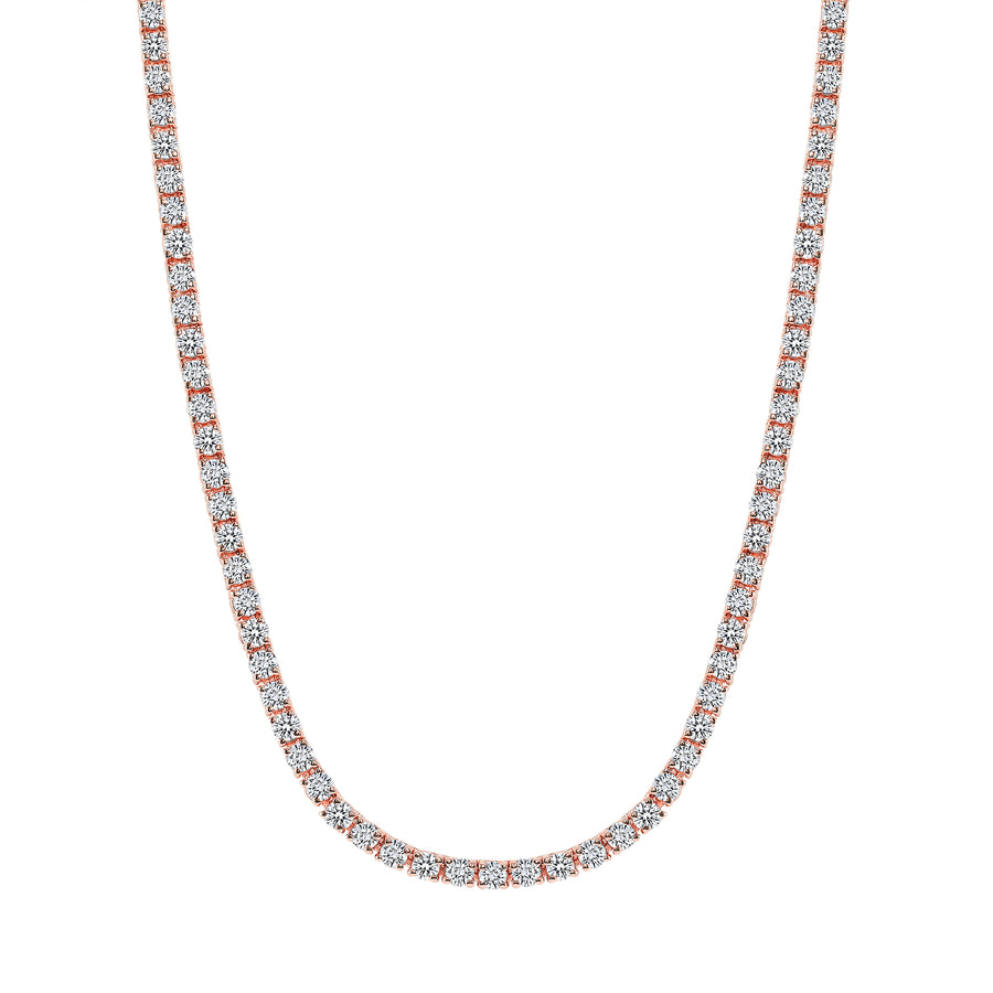 D & P Designs Traditional Straight Line Tennis Necklace Rose Gold