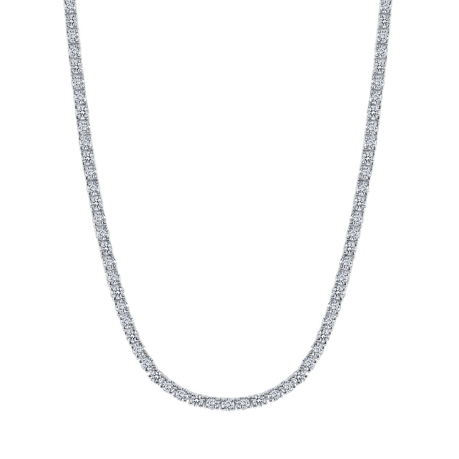 D & P Designs Traditional Straight Line Tennis Necklace White Gold