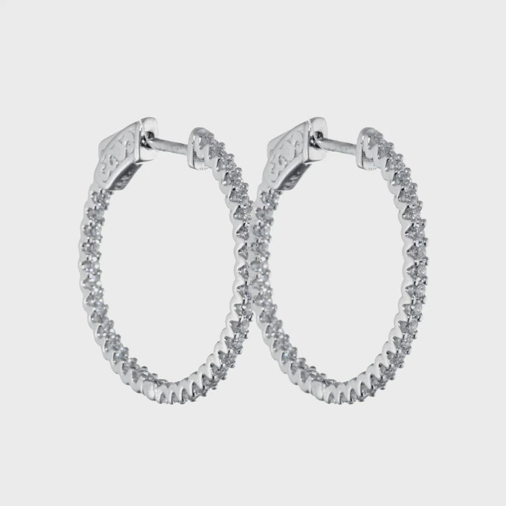 D&P Designs In & Out Round Earrings White Gold