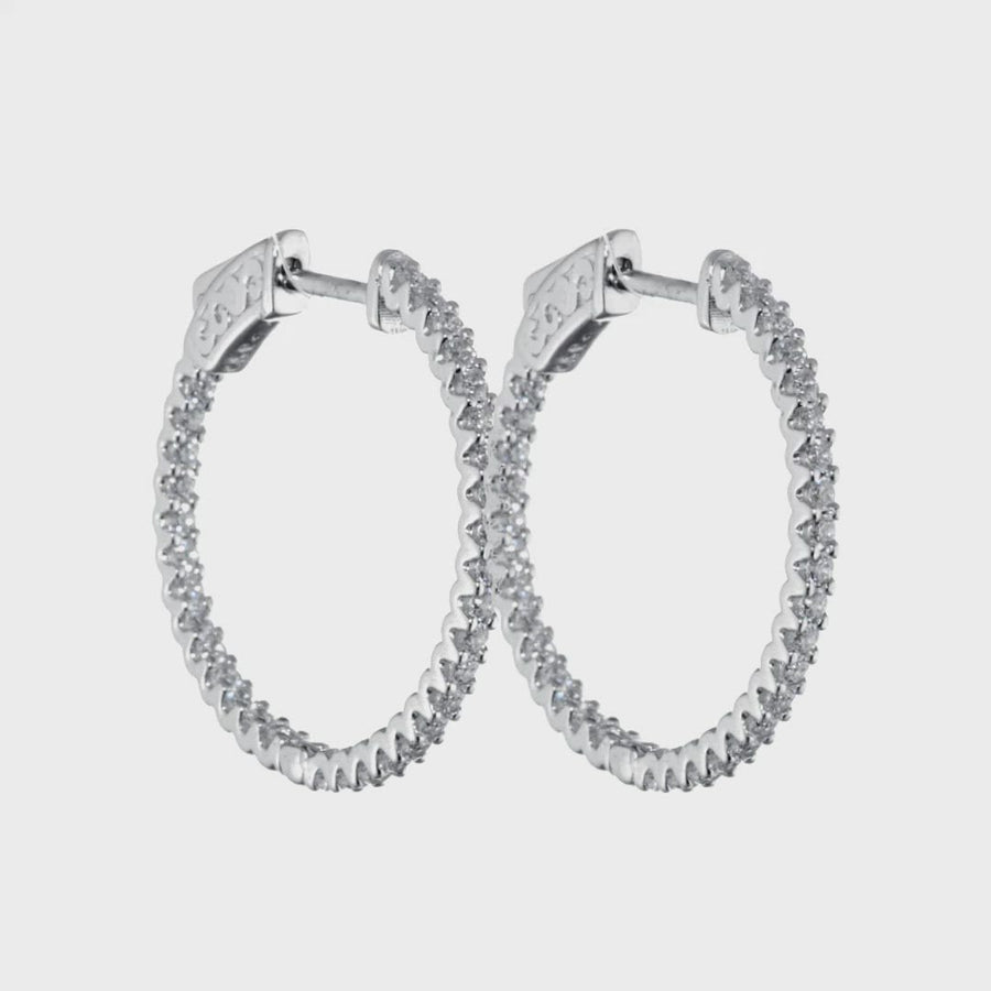 D&P Designs In & Out Round Earrings White Gold
