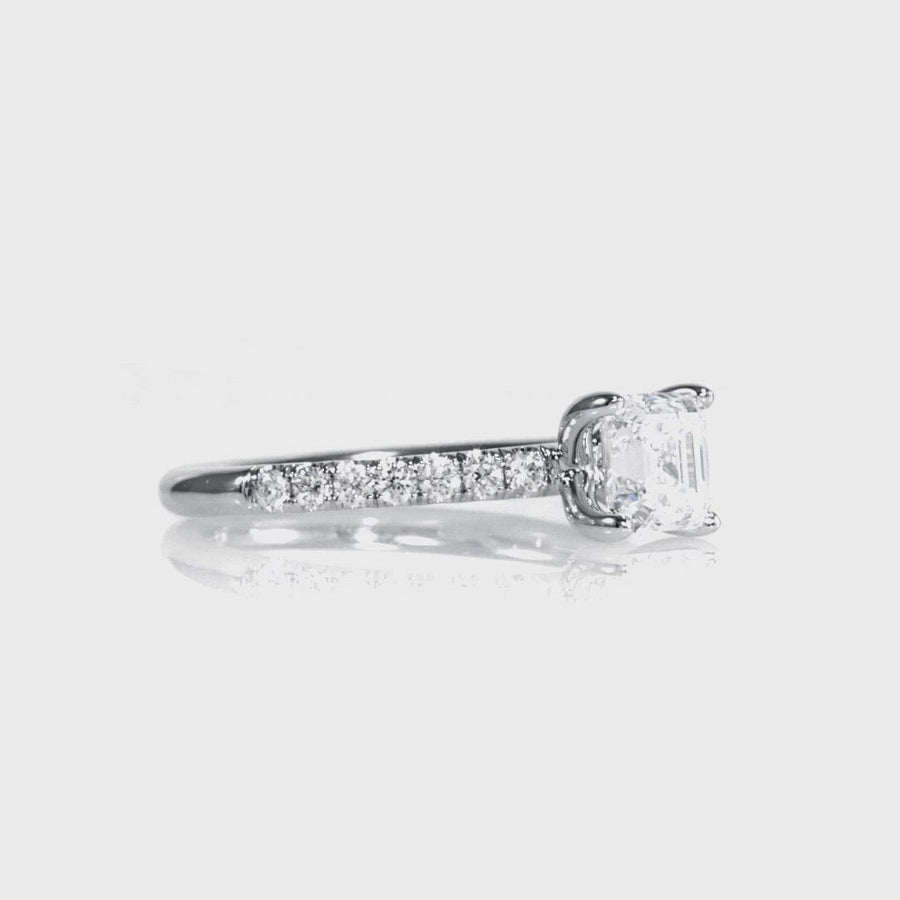 D&P Designs Solitaire Half Way Pave Engagement Ring Platinum